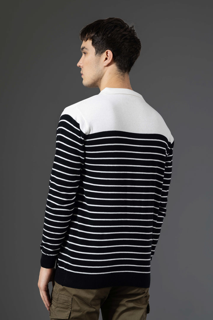 White Black Premium Flat Knit Polo T-Shirt