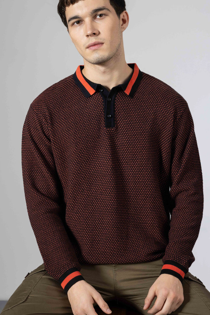 Maroon Black Premium Flatknit Pullover