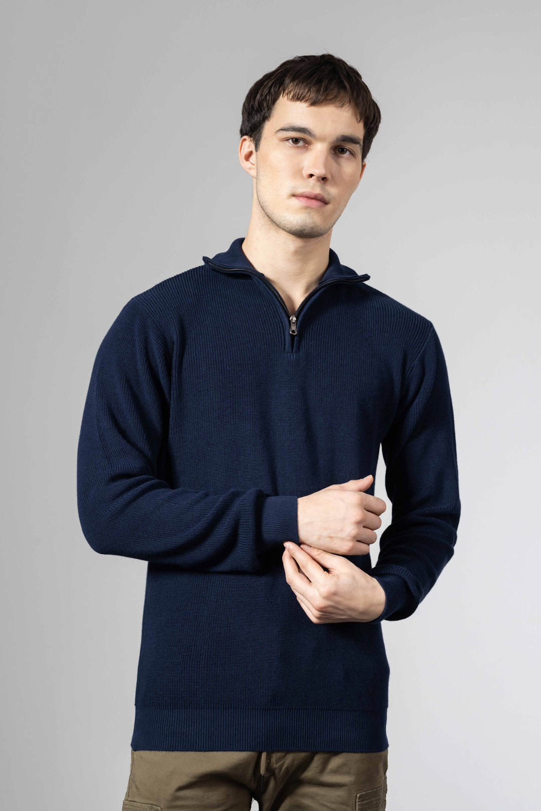 Navy Blue Premium Flat Knit Polo T-Shirt