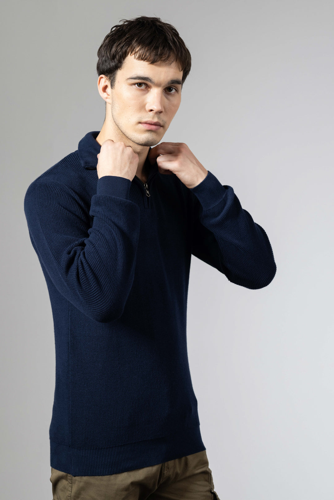 Navy Blue Premium Flat Knit Polo T-Shirt