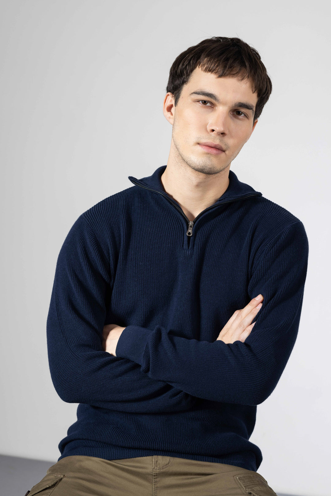 Navy Blue Premium Flat Knit Polo T-Shirt