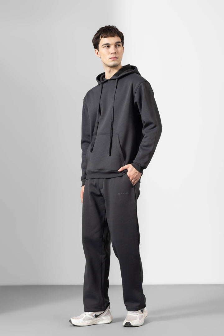 Dark Grey Heavy Fleece 2-piece Loose Fit hoodie and joggers set