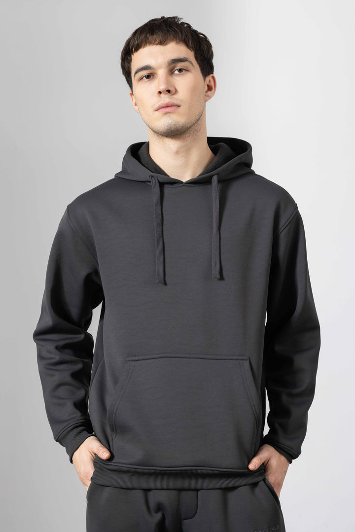 Dark Grey Heavy Fleece 2-piece Loose Fit hoodie and joggers set