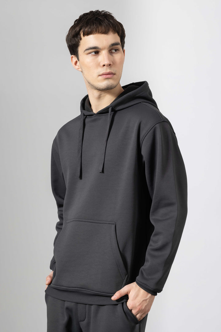 Dark Grey Heavy Fleece 2-piece Loose Fit hoodie and joggers set