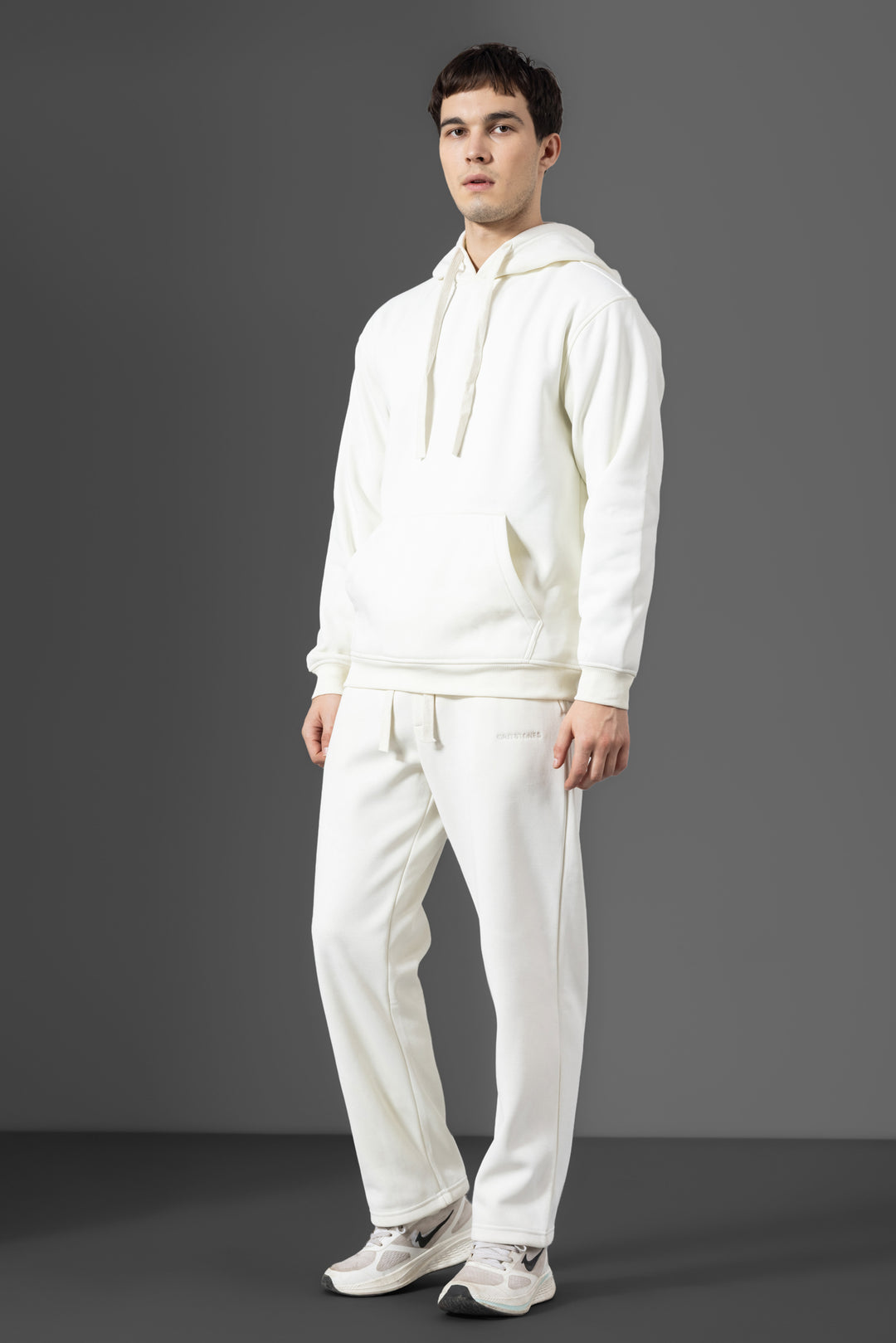 White Heavy Fleece (320gsm) 2-piece Loose Fit hoodie and joggers set