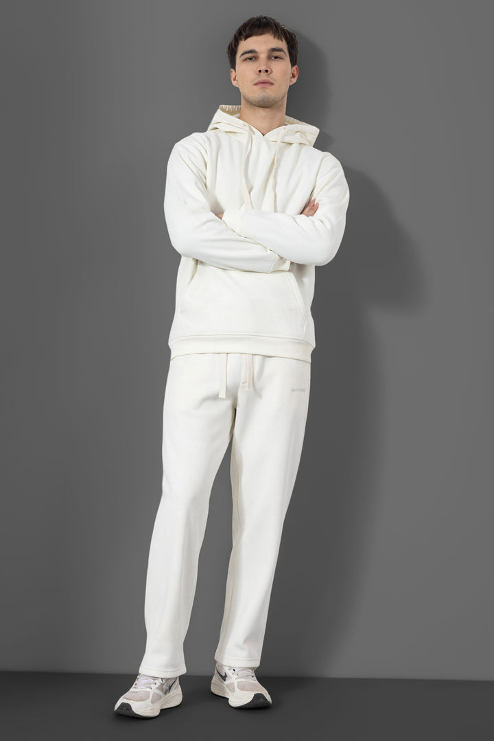 White Heavy Fleece (320gsm) 2-piece Loose Fit hoodie and joggers set