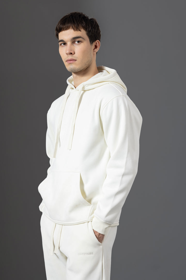 White Heavy Fleece (320gsm) 2-piece Loose Fit hoodie and joggers set