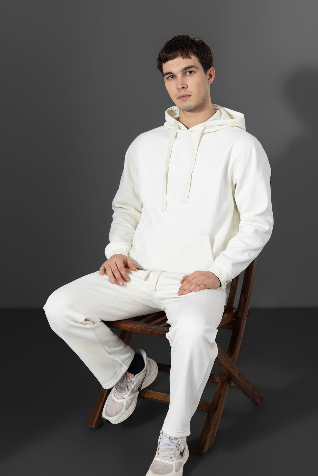 White Heavy Fleece (320gsm) 2-piece Loose Fit hoodie and joggers set