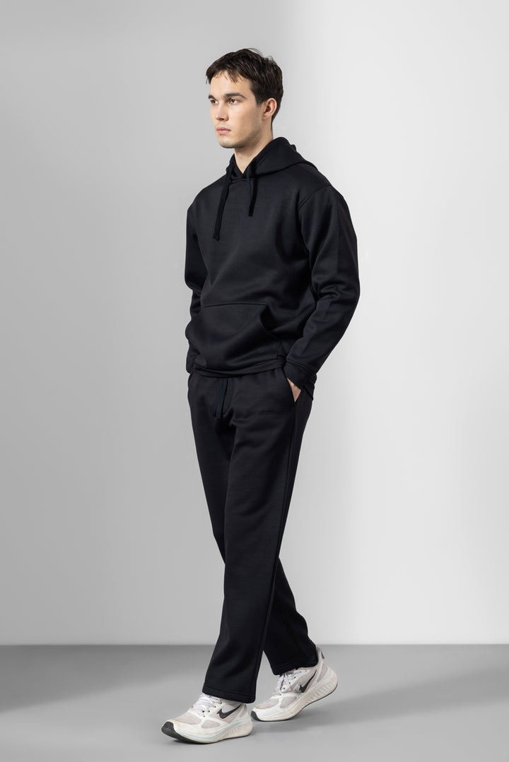Black Heavy Fleece (320gsm) 2-piece Loose Fit hoodie and joggers set