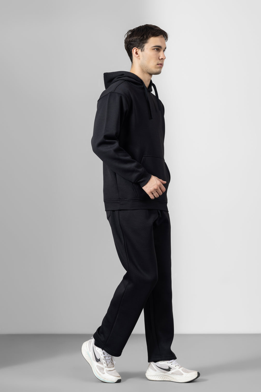 Black Heavy Fleece (320gsm) 2-piece Loose Fit hoodie and joggers set