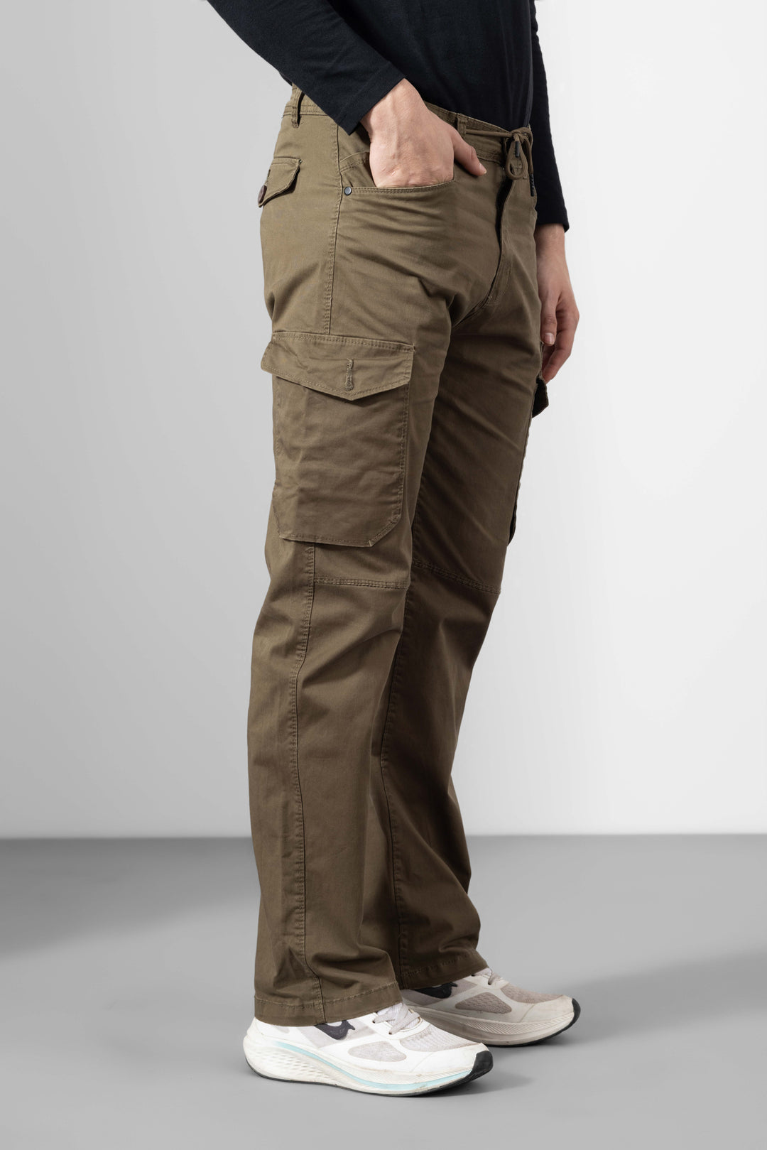 Brown Men Cotton Cargo Pants
