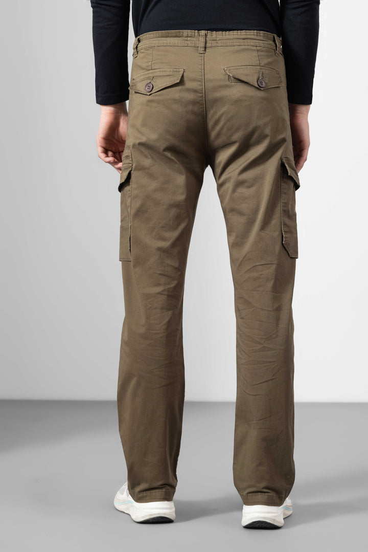 Brown Men Cotton Cargo Pants