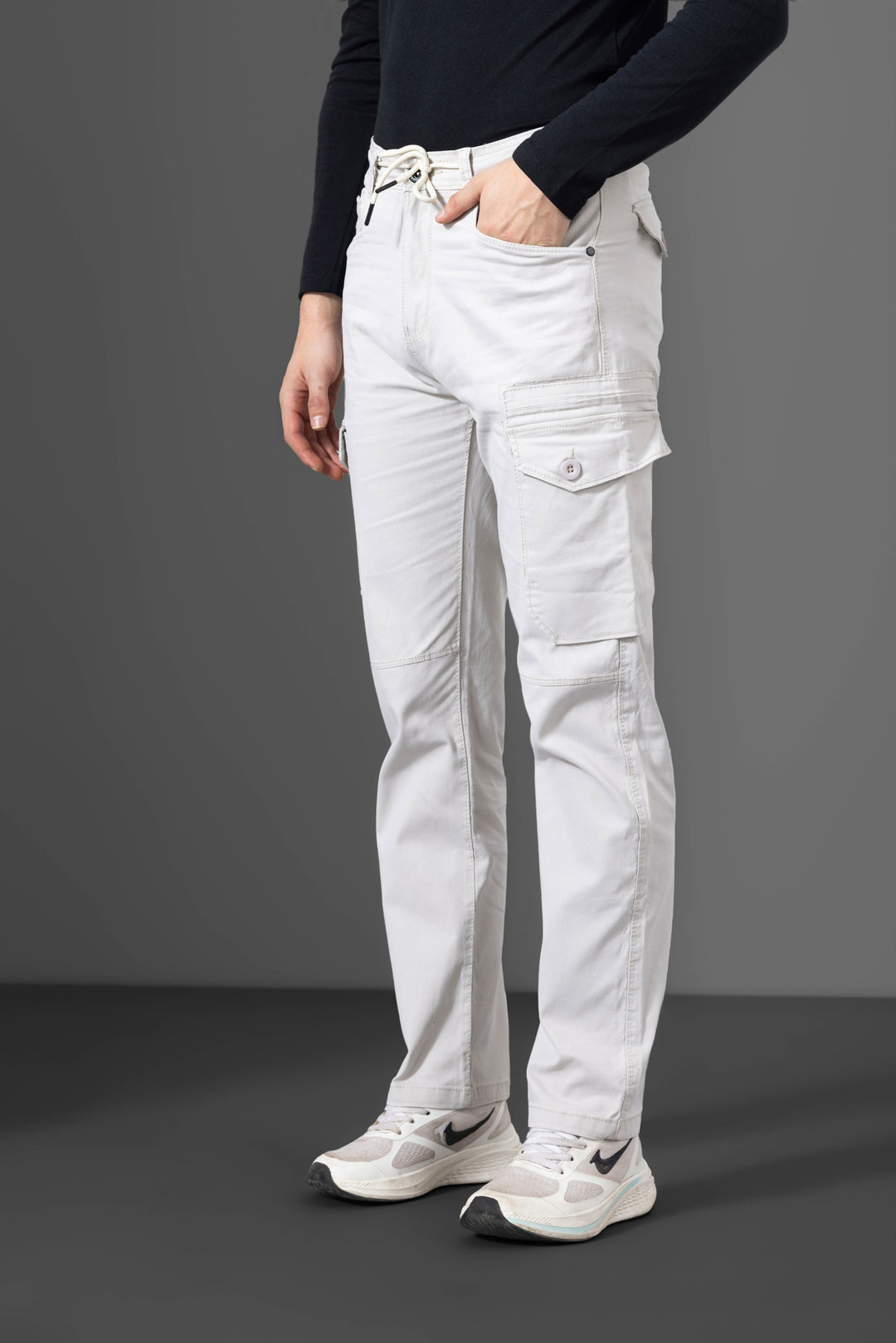 Cream Men Cargo Pants