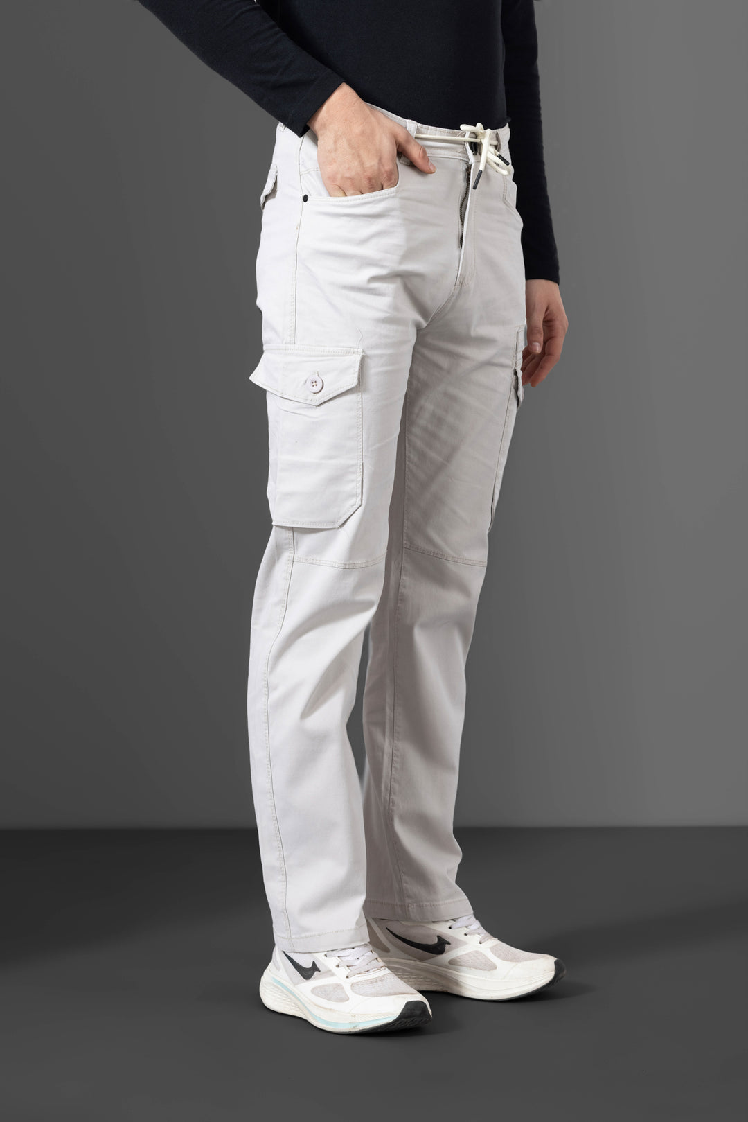 Cream Men Cargo Pants