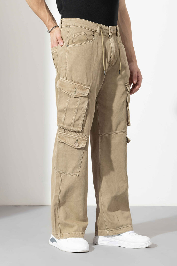 Light green Drawstring Closure Multi Pocket Cargo Pants