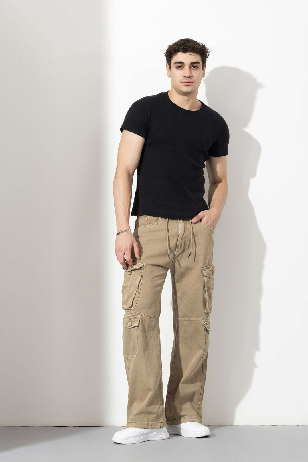 Light green Drawstring Closure Multi Pocket Cargo Pants