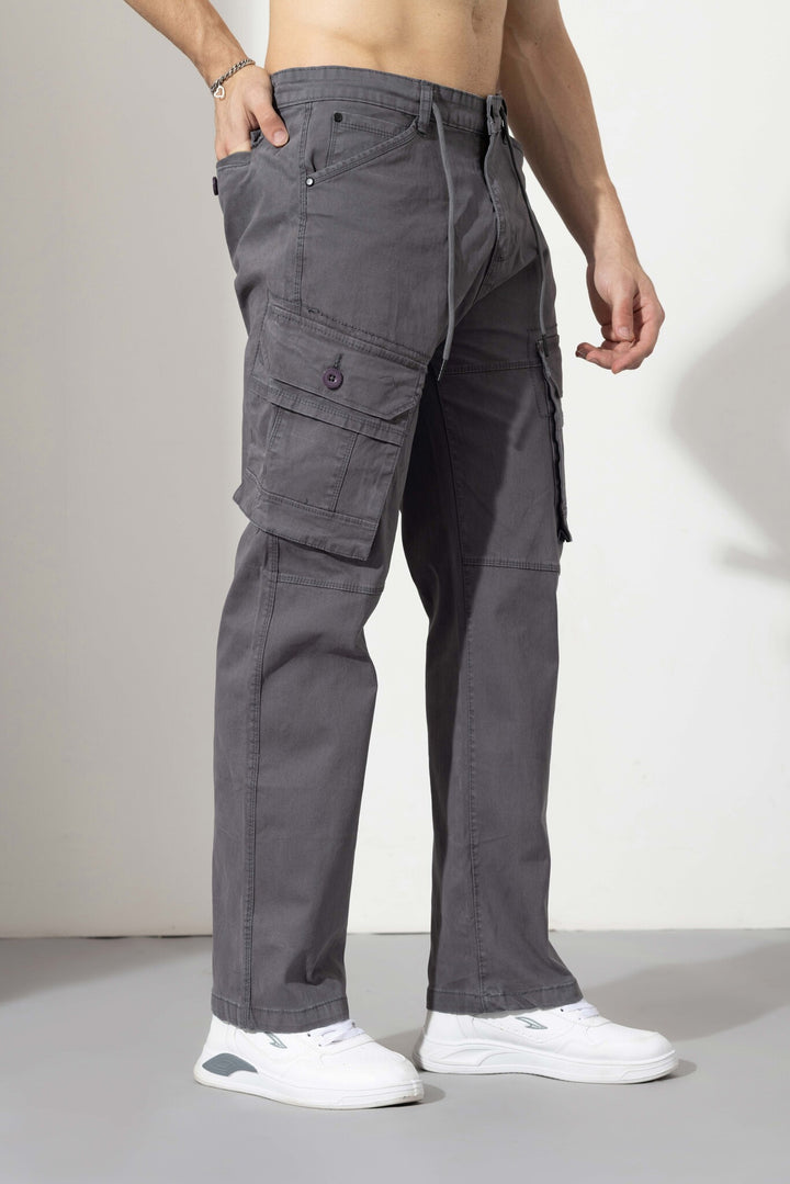 Steal Grey Drawstring Closure Multi Pocket Cargo Pants