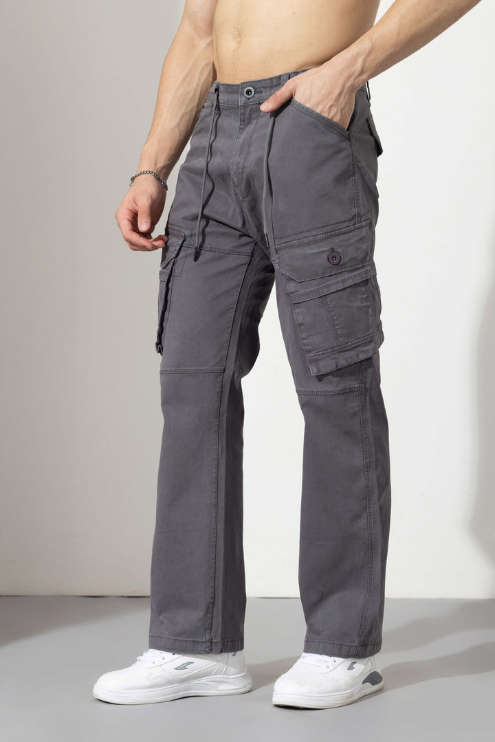 Steal Grey Drawstring Closure Multi Pocket Cargo Pants