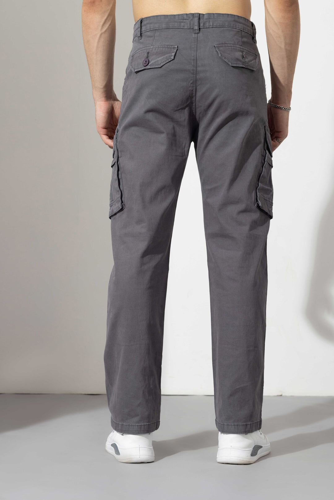 Steal Grey Drawstring Closure Multi Pocket Cargo Pants