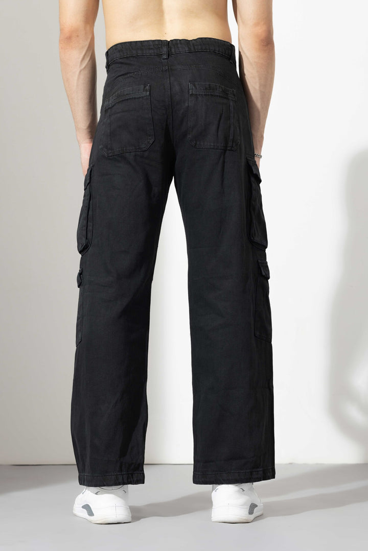 Black Drawstring Closure Multi Pocket Cargo Pants