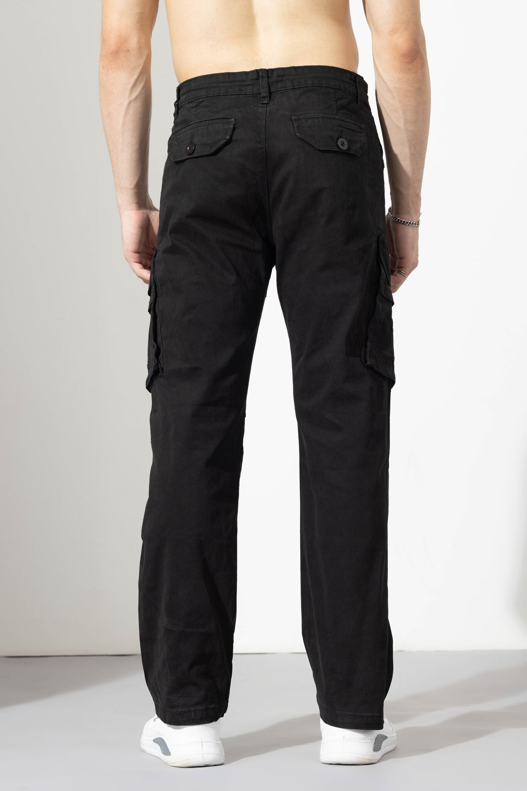 Black Drawstring Closure Multi Pocket Cargo Pants