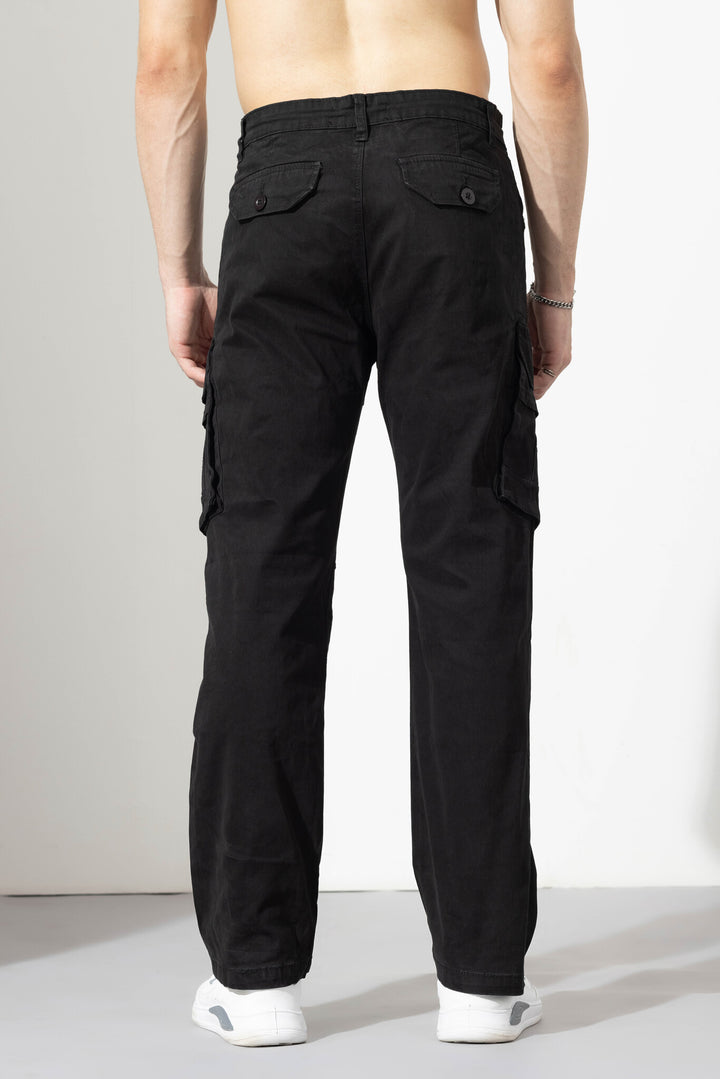 Black Drawstring Closure Multi Pocket Cargo Pants
