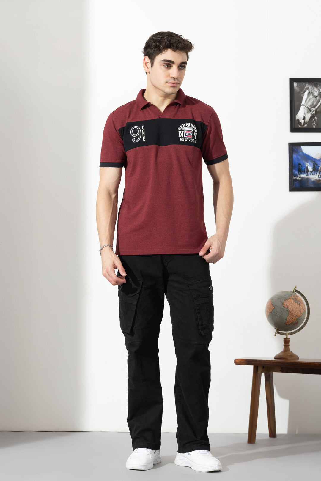 Maroon Typographic Cotton T-Shirt