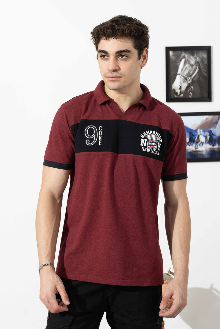 Maroon Typographic Cotton T-Shirt