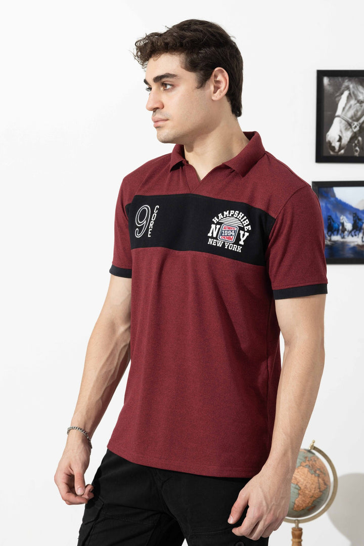 Maroon Typographic Cotton T-Shirt