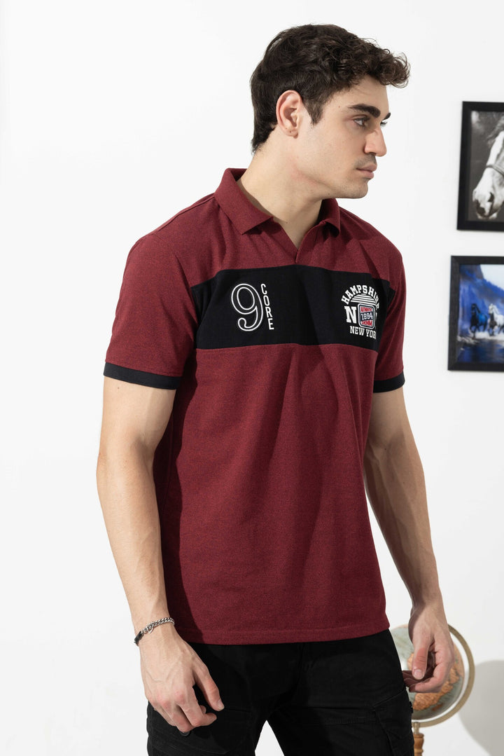 Maroon Typographic Cotton T-Shirt