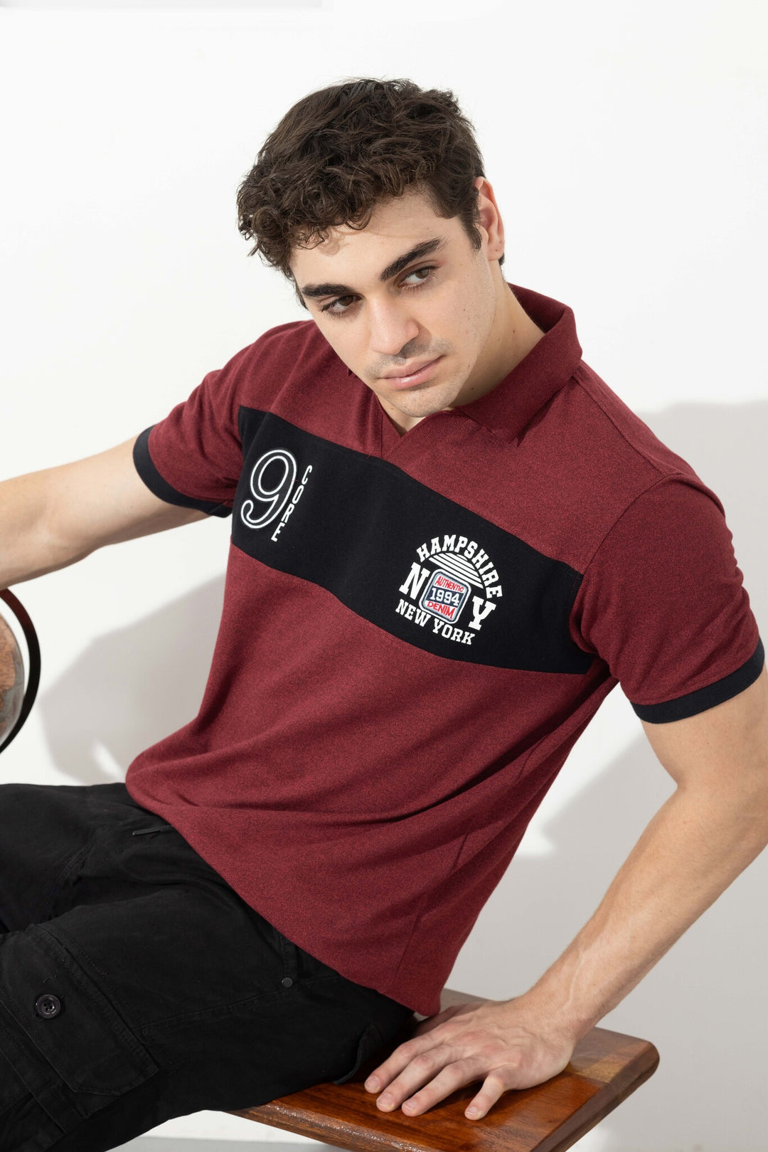 Maroon Typographic Cotton T-Shirt