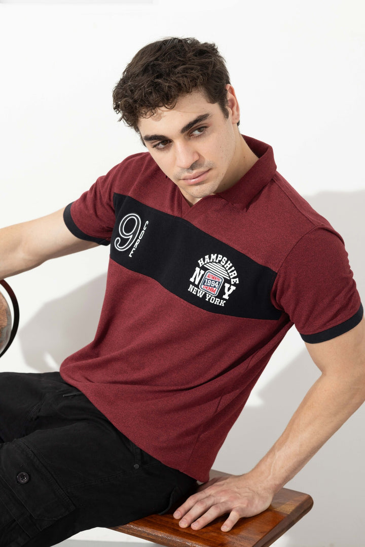 Maroon Typographic Cotton T-Shirt