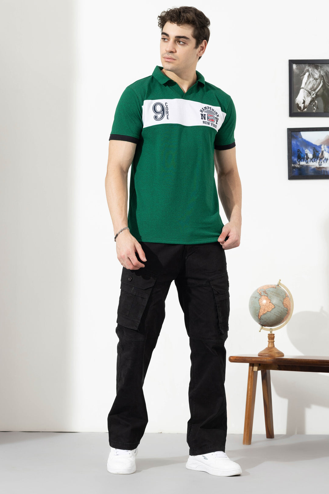 Green Typographic Cotton T-Shirt