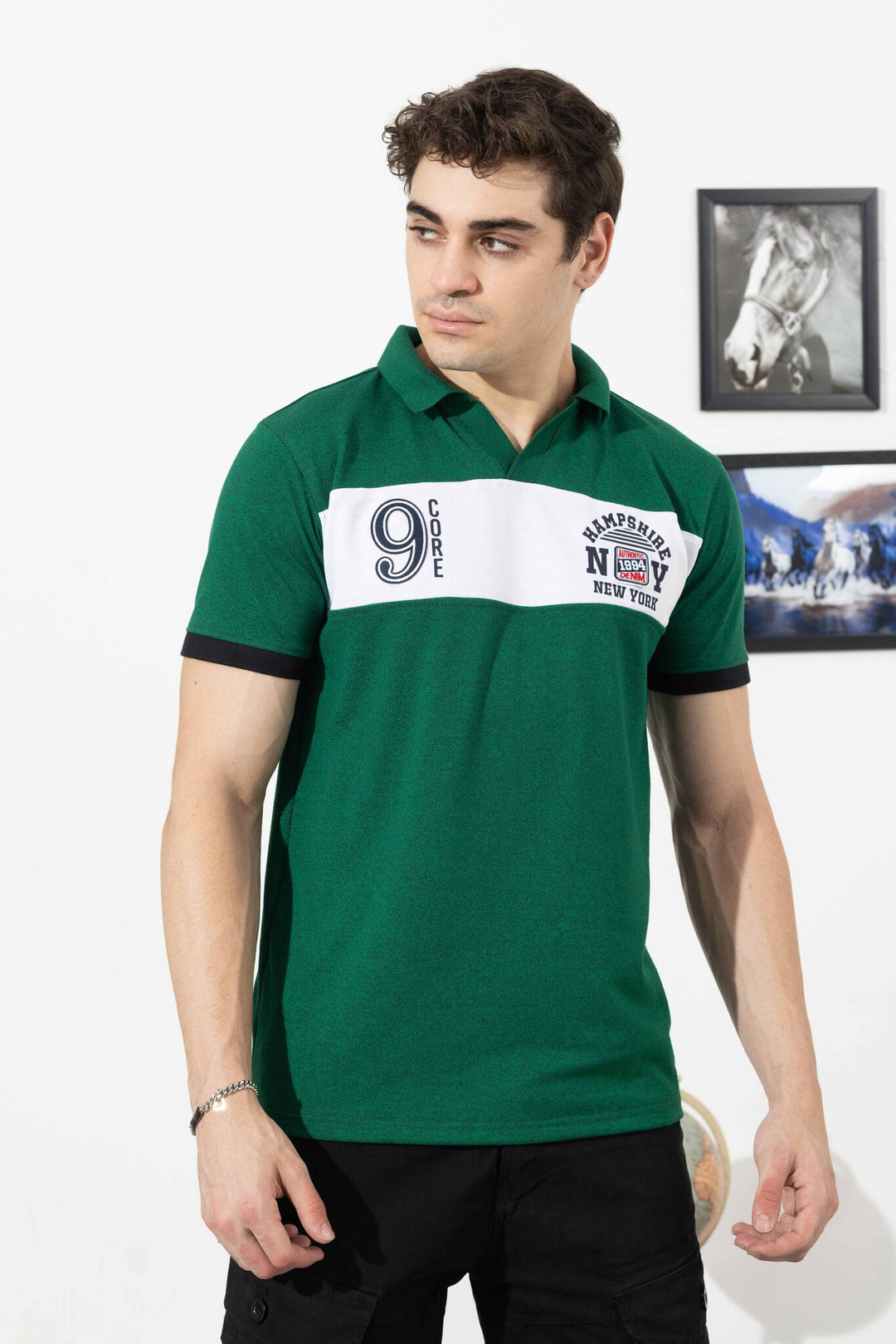 Green Typographic Cotton T-Shirt