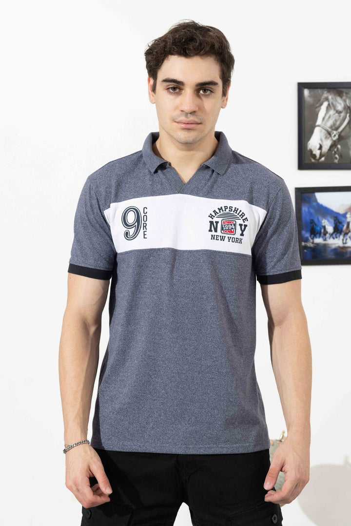 S Blue Typographic Cotton T-Shirt