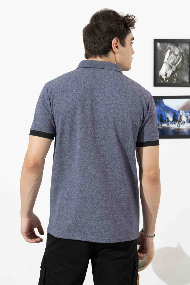 S Blue Typographic Cotton T-Shirt