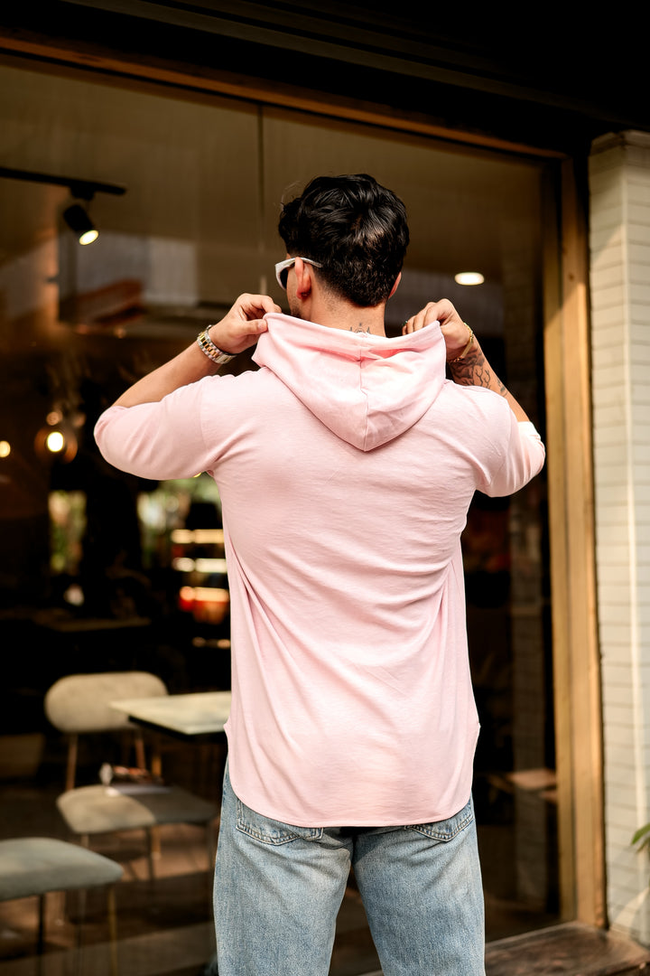Pink Oversized Hooded Neck T-Shirt