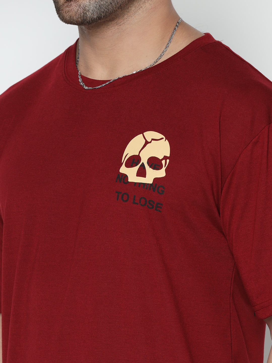 Oversized Maroon Half Sleeve Have Nothing to Lose Printed T-Shirt