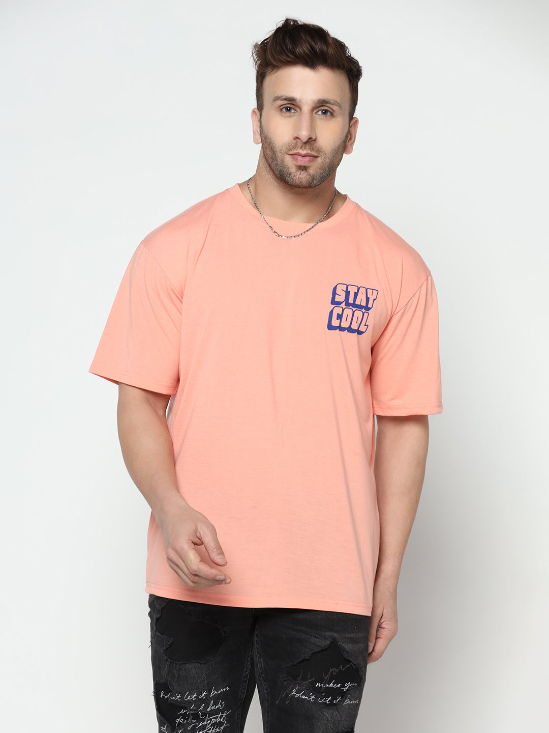 Oversized Coral Printed T-Shirt
