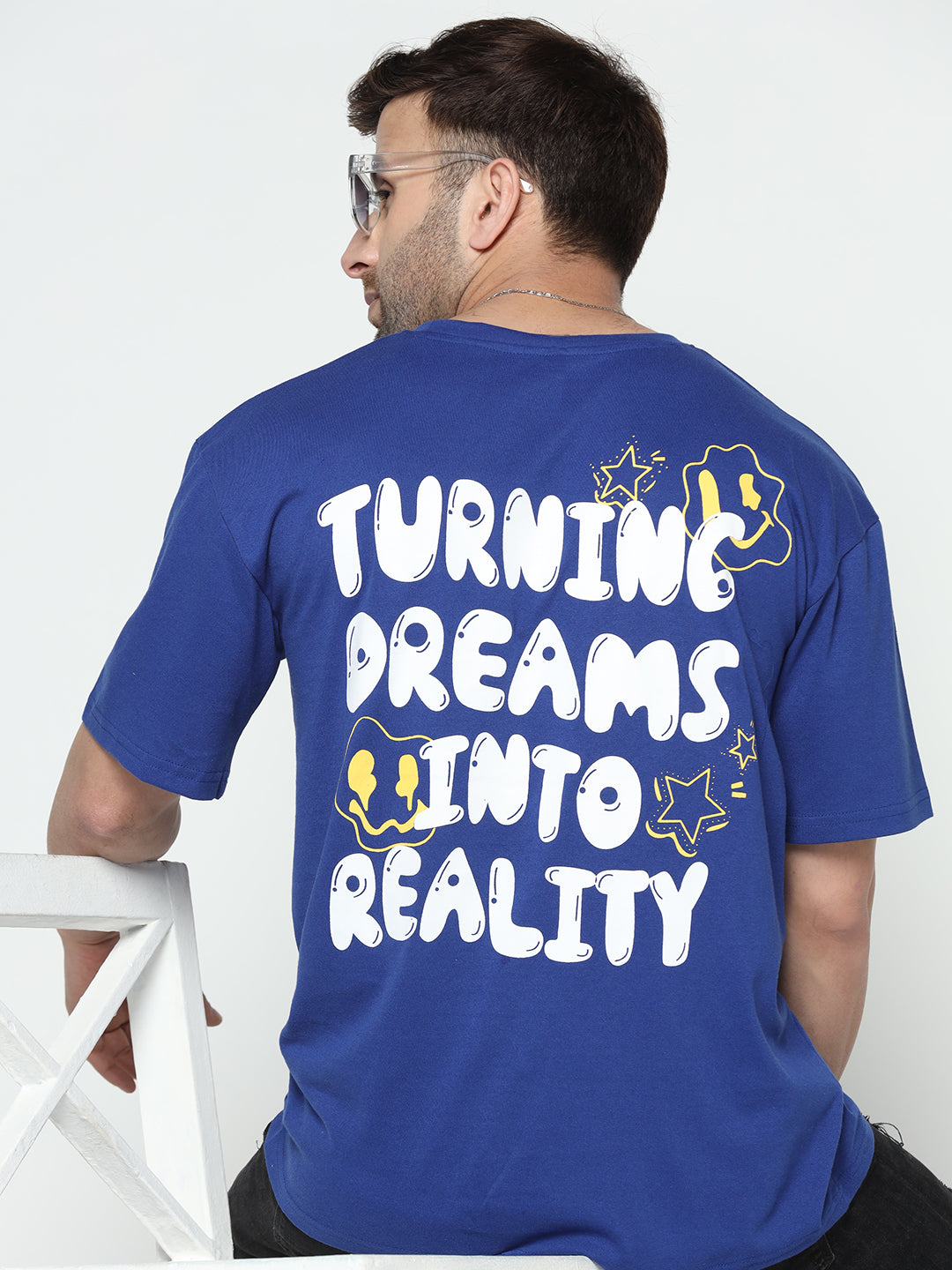 Oversized Royal Blue Printed T-Shirt