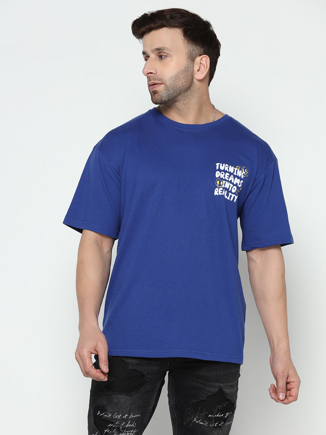 Oversized Royal Blue Printed T-Shirt
