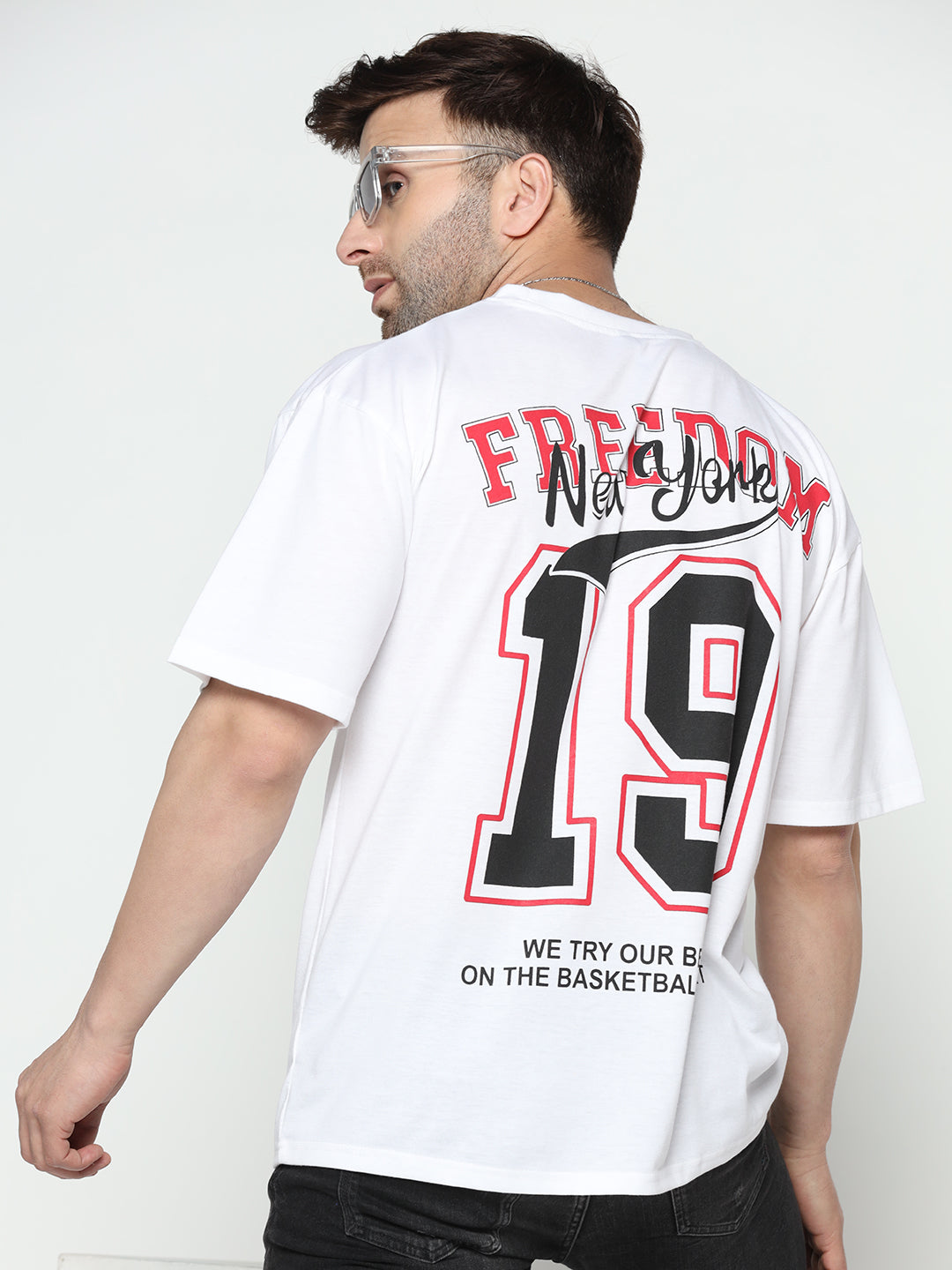 Oversized White Printed T-Shirt