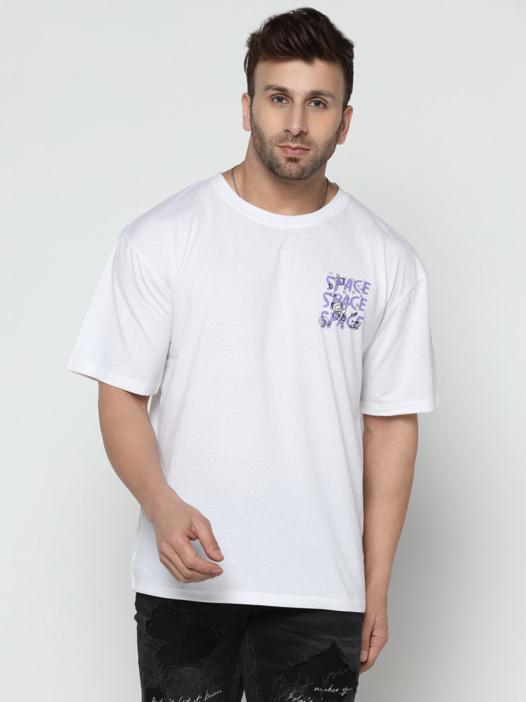 Oversized White Printed T-Shirt