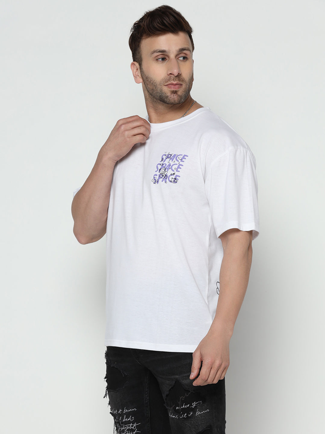 Oversized White Printed T-Shirt
