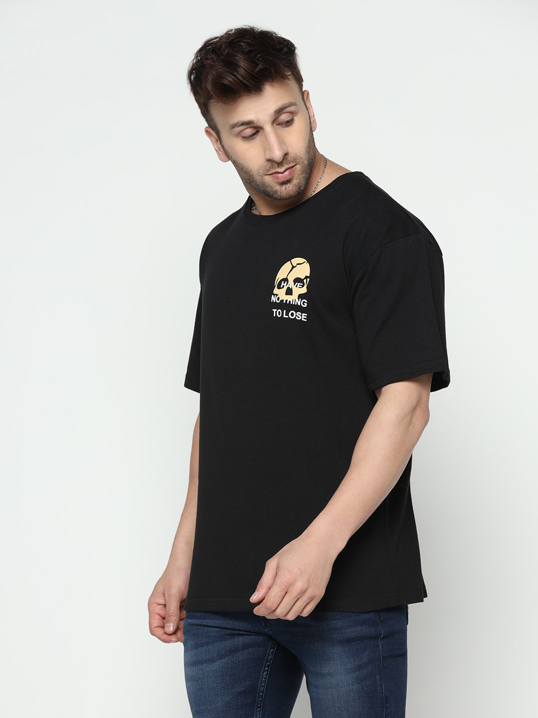 Oversized Black Half Sleeve Have Nothing to Lose Printed T-Shirt