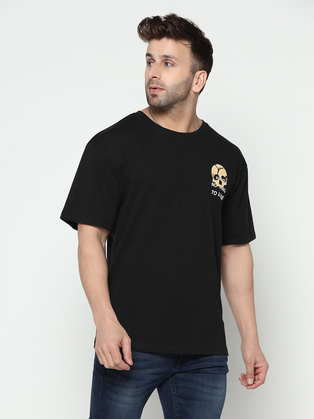 Oversized Black Half Sleeve Have Nothing to Lose Printed T-Shirt