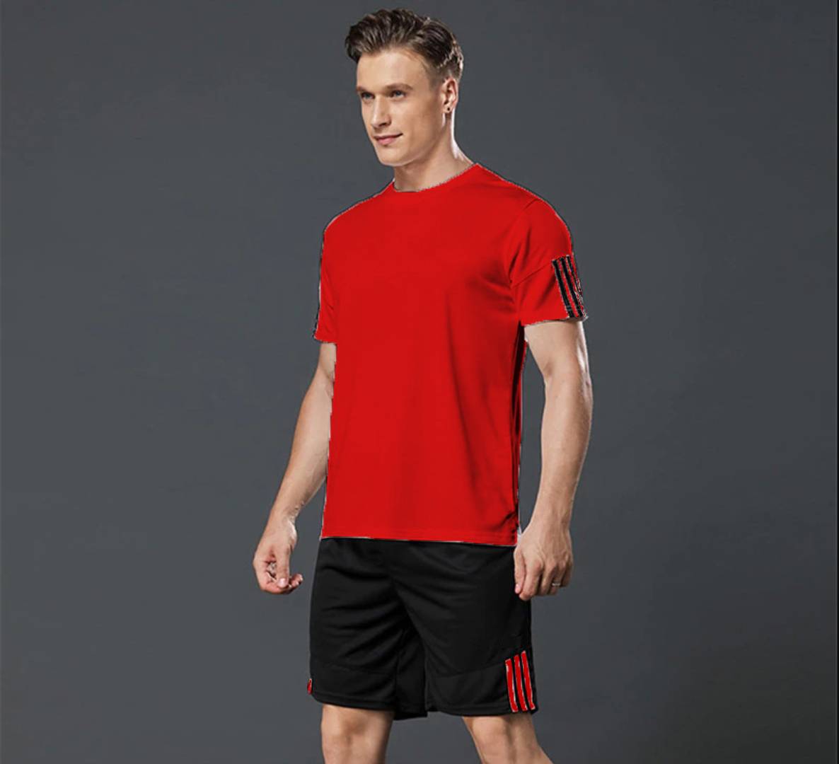 Men's Multicolored Sports T Shirt & Shorts Set