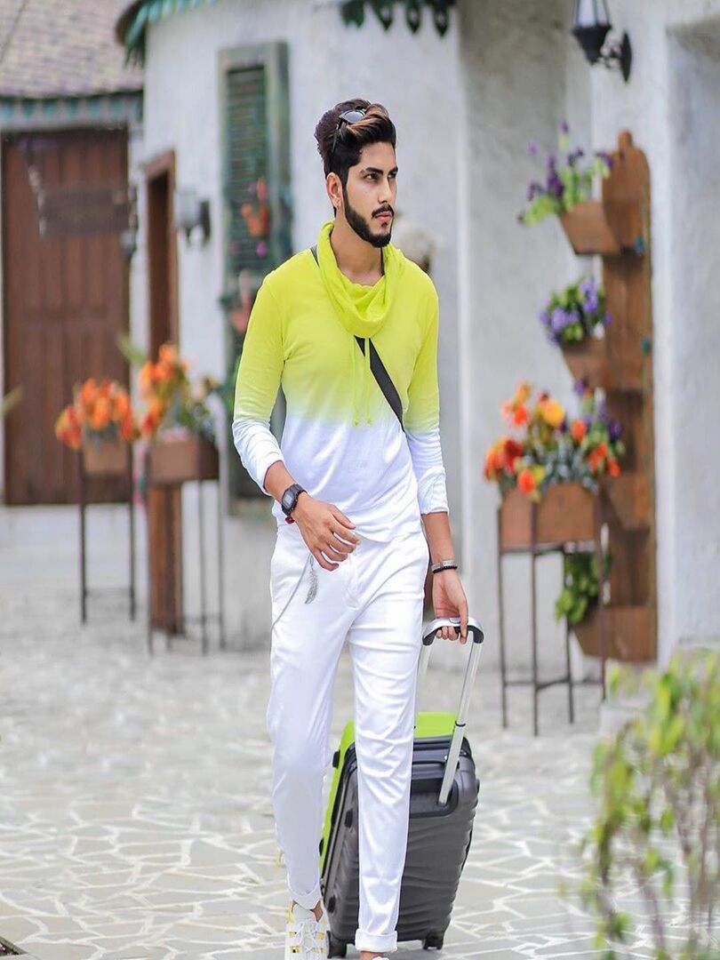 White/Green Full Sleeve Tie Dye Cowl Neck T-Shirt