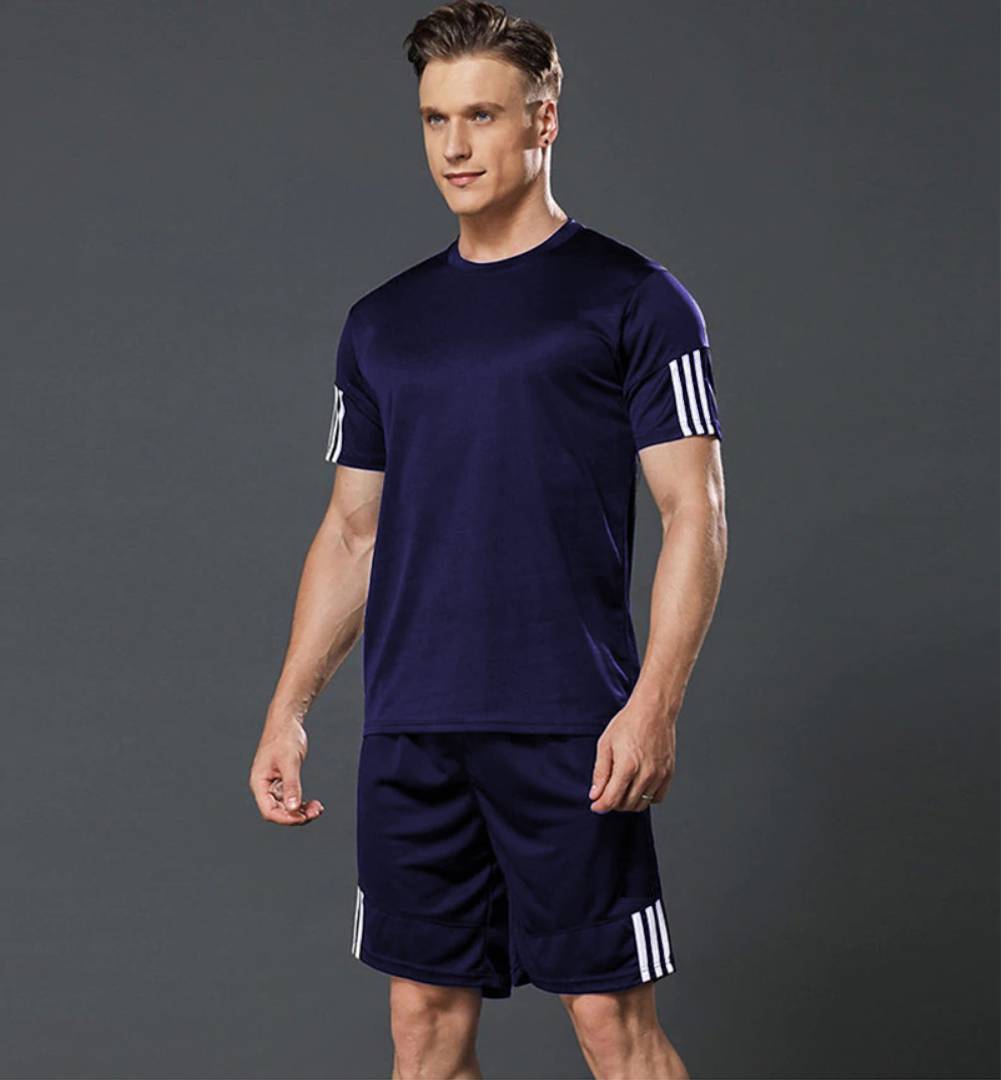 Men's Sports T Shirt & Shorts Set - Navy Blue