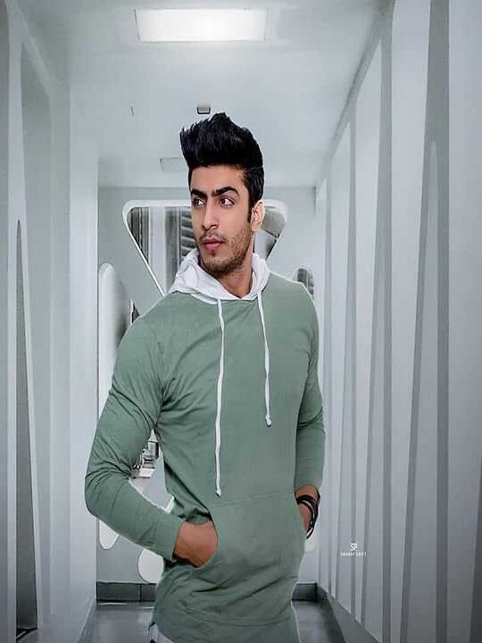 Moss Green White Full Sleeve Hooded T-Shirt ( Mandeep x Gritstones)